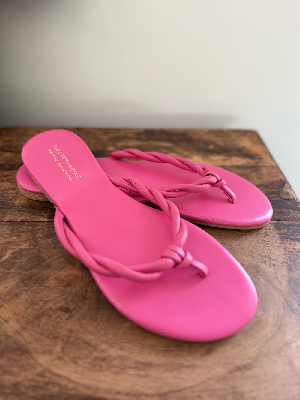 Saks Fifth Avenue Pink Braided Sandal Flip Flops 9